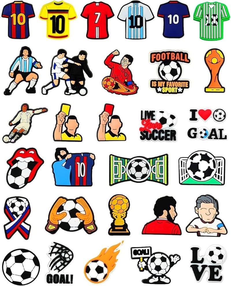 BOWNDY 38pcs Soccer Ball Charms for Clog Shoe Decoration, Sports Soccer Football Shoe Charms Accessories Pack for Party Favors Birthday Graduation Gifts - Image 1